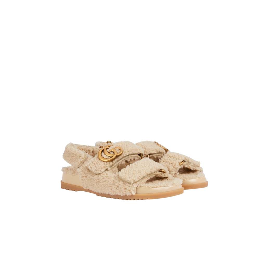 Gucci - Double G Merino Wool Sandals in Beige - IT 40 - Picture 3 of 5